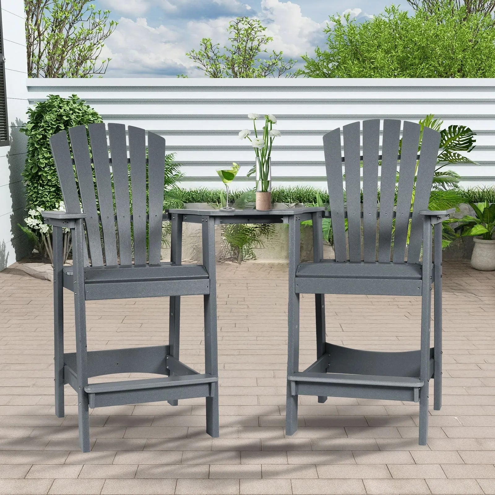 Tall_Adirondack_Chairs_Set_of_2_HDPE_Patio_Bar_Stool_with_Connecting_Tray_Aoodor_Gray-2