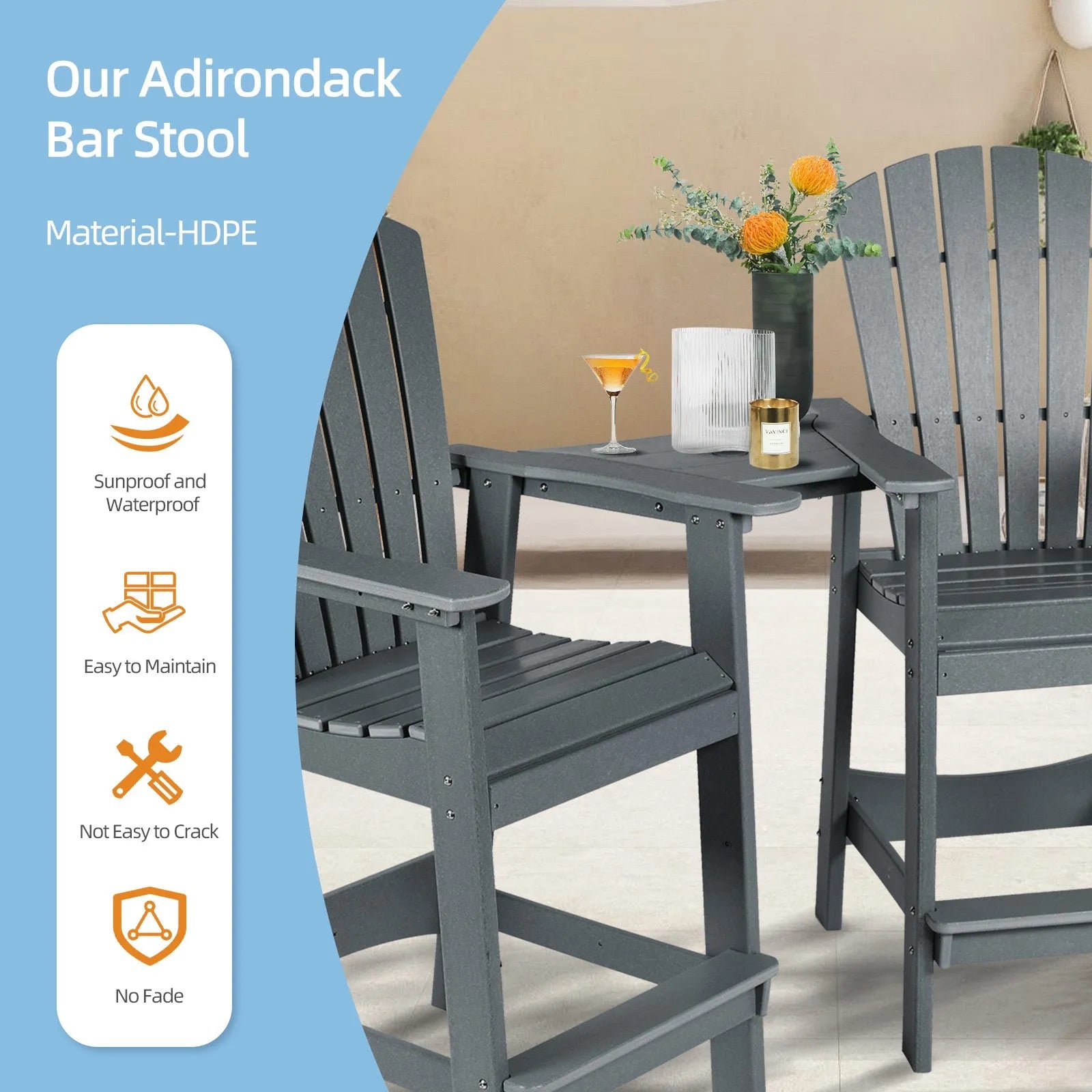 Tall_Adirondack_Chairs_Set_of_2_HDPE_Patio_Bar_Stool_with_Connecting_Tray_Aoodor_Gray-7